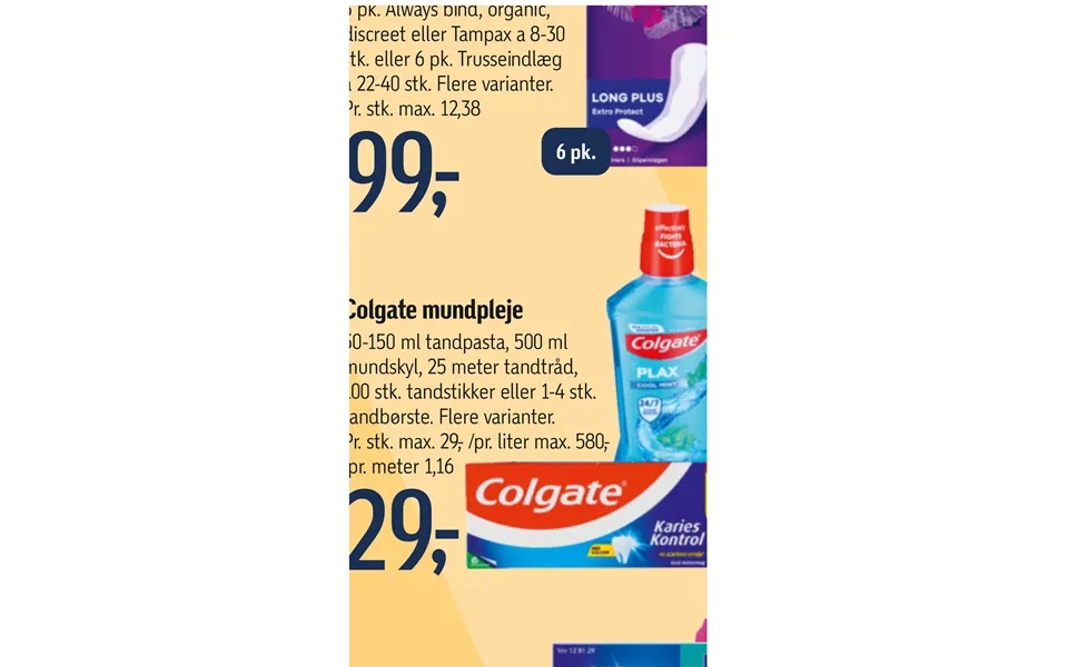Always or tampax colgate oral care