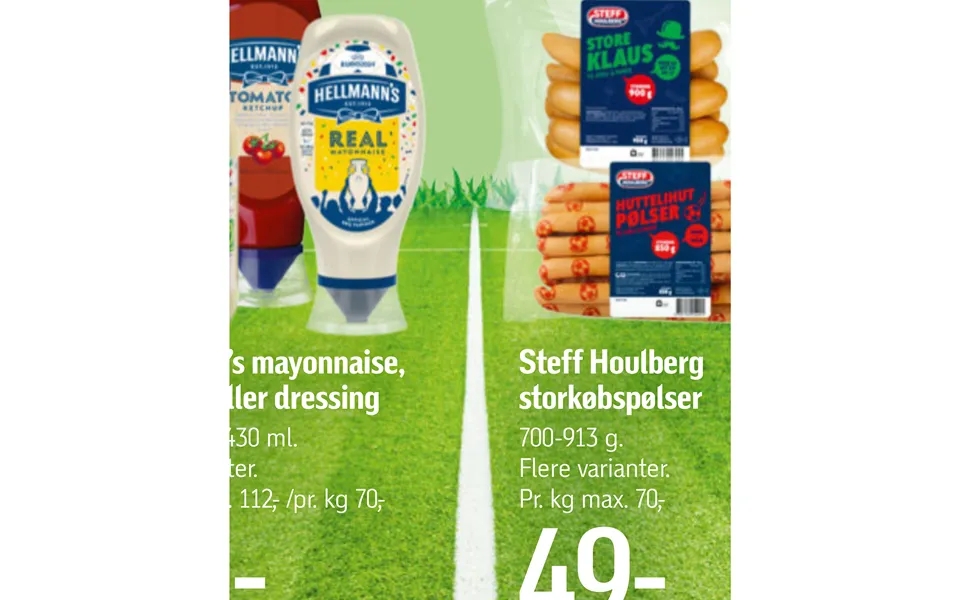 Hellmann’s Mayonnaise, Ketchup Eller Dressing Steff Houlberg Storkøbspølser