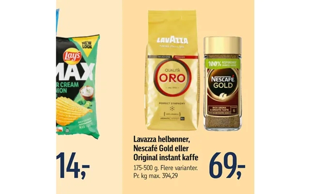 Lavazza helbønner, nescafe gold or original instant coffee product image