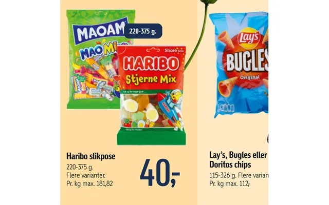 Lay’s, Bugles Eller Doritos Chips Haribo Slikpose product image