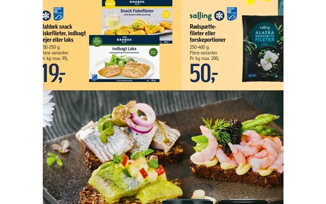 Rahbek snack fish fillets, breaded shrimp or salmon plaice or torskeportioner product image
