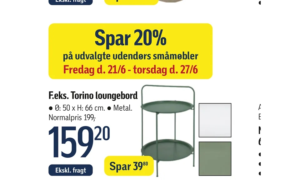 On selected outdoor small furniture