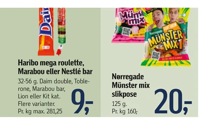 Haribo mega roulette, marabou or nestle bar nørregade muenster mix bag of goodies product image