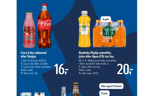 Rynkeby Rigtig Smoothie, Juice Eller Aqua D’or Ice Tea Coca-cola Sodavand Eller Sunjoy product image