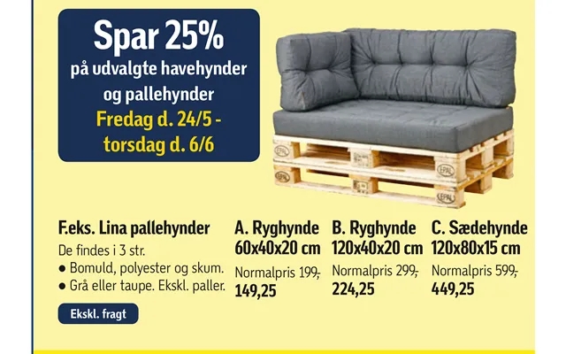 On selected garden cushions past, the laws pallehynder product image