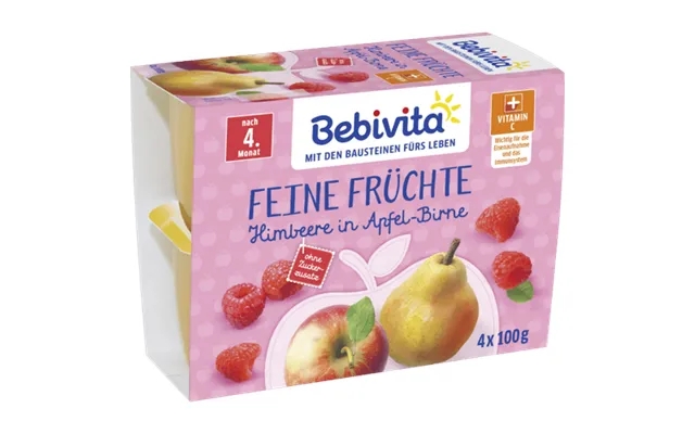 Bebivita Hindbær I Æble Pære 4x100g product image