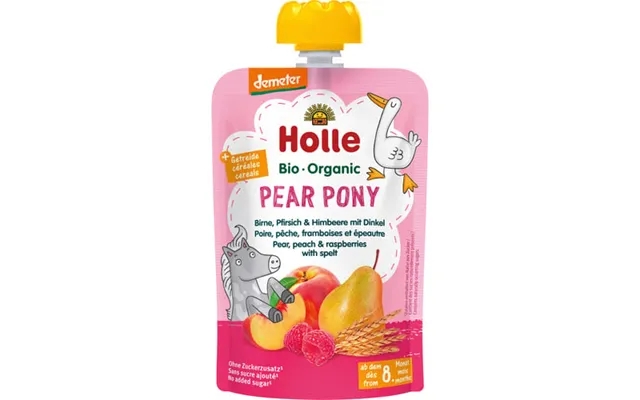 Holle Bio Dd Squeeze Bag Pear Pony Pære Fersken & Hindbær Med Spelt 100g product image
