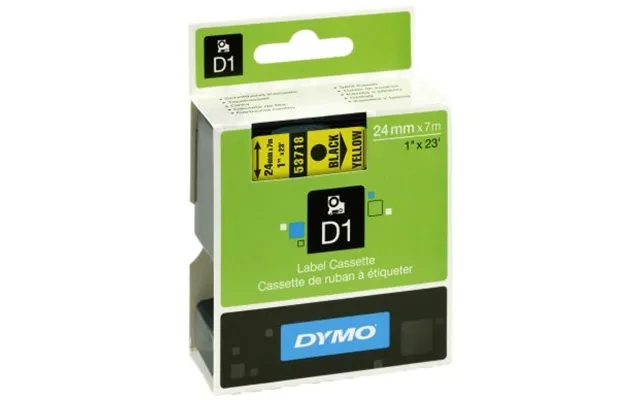Dymo Tape Dymo D1 24 Mm - Sort På Gul 5411313537186 Modsvarer N A product image