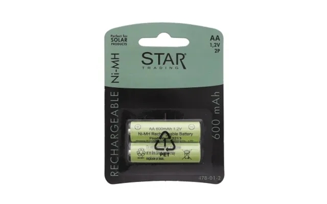 Star Trading Genopladelige Batterier Til Solcellelamper Aa 1,2v 600mah 478-01 Modsvarer N A product image