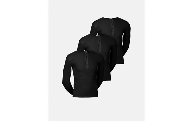 3-Pack original long-sleeved grandad 100% cotton black product image