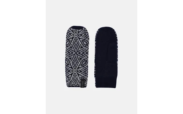 Mittens with pattern merino wool navy product image