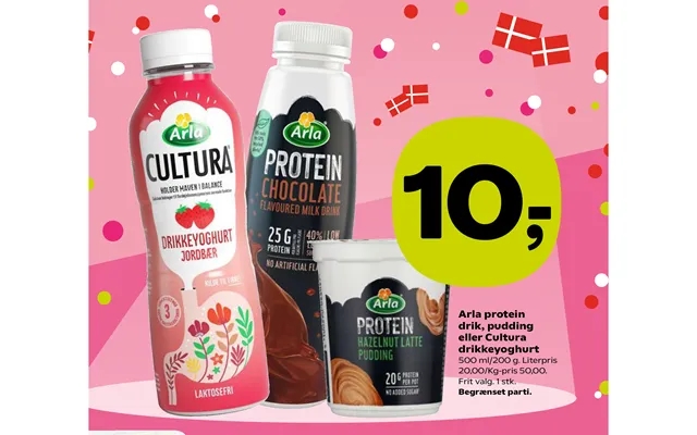 Arla protein beverage, pudding or cultura drinking yoghurt product image