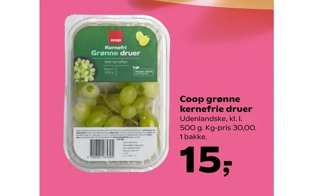 Coop green nuclear-free grapes product image
