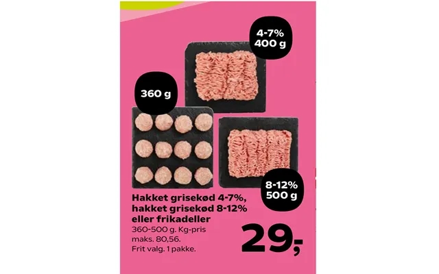 Chopped pork 4-7%, chopped pork 8-12% or meatballs product image