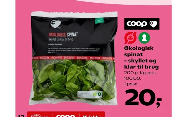 Organic spinach ready to use product image