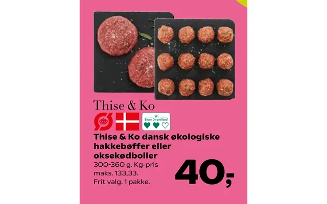 Thise & Ko Dansk Økologiske Hakkebøffer Eller Oksekødboller product image