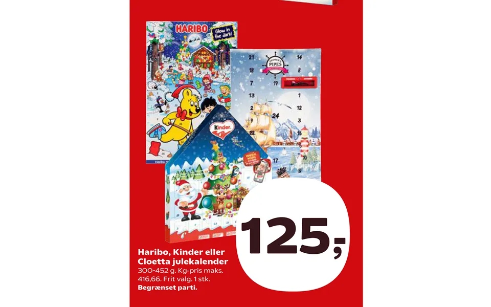 Haribo, cheeks or cloetta advent calendar