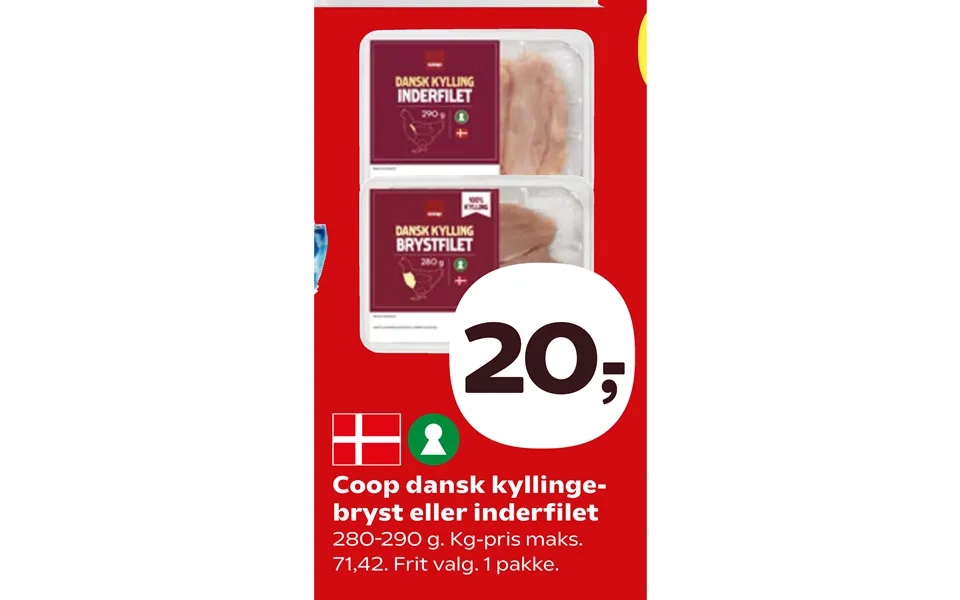 Coop danish chicken breast or inner fillet