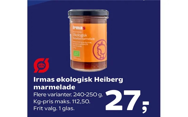 Irmas organic heiberg jam product image