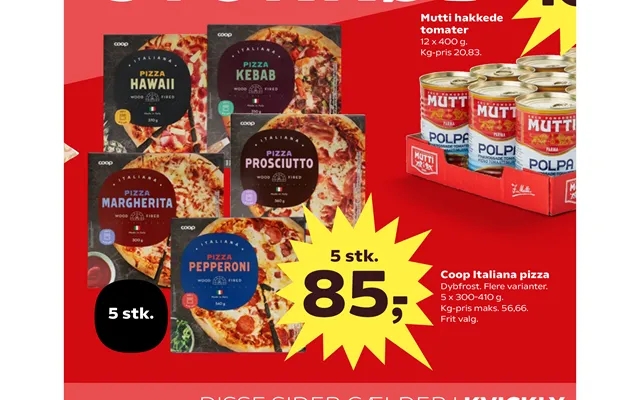 Mutti chopped tomatoes coop italiana pizza product image