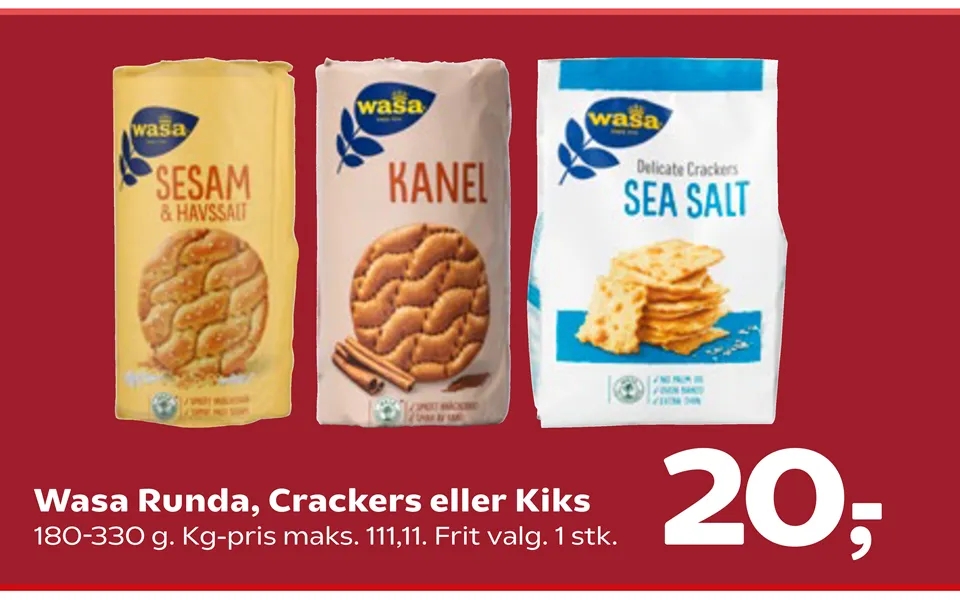 Wasa runda, crackers or biscuits