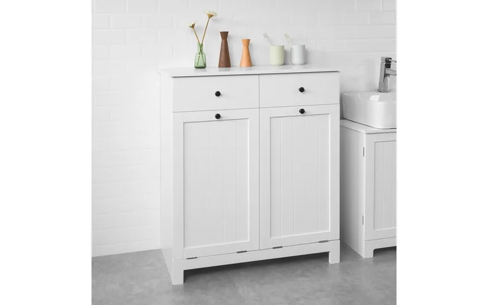 Bathroom Cabinet With Laundry Baskets Past, The Laws 2 Drawers - White