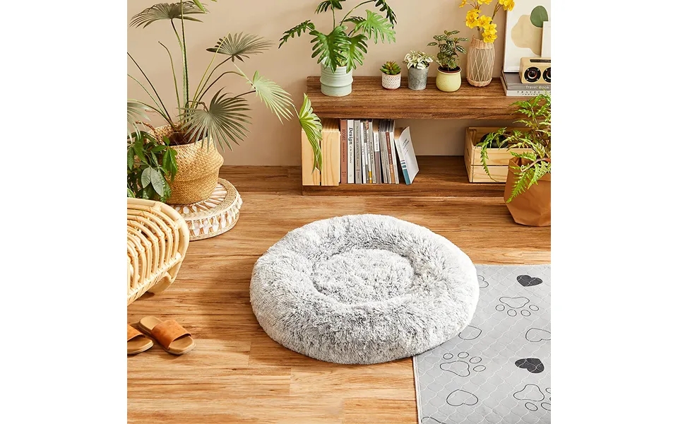 Dog bed cat bed in plushy style - gray
