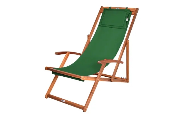 Lounger in acacia with green fabric product image