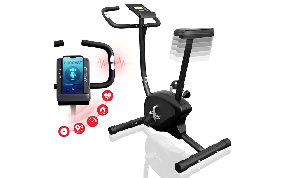 Motionscykel Ergometer - Med Lcd-display, Justerbart Sæde Og Modstand, Med Håndpulssensorer, 100 Kg, Sort