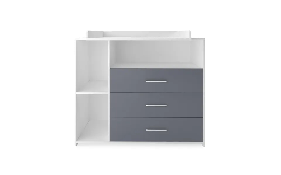 Changing table - with changing mat, 3 drawers 113x53x102 cm, in mdf, gray-white