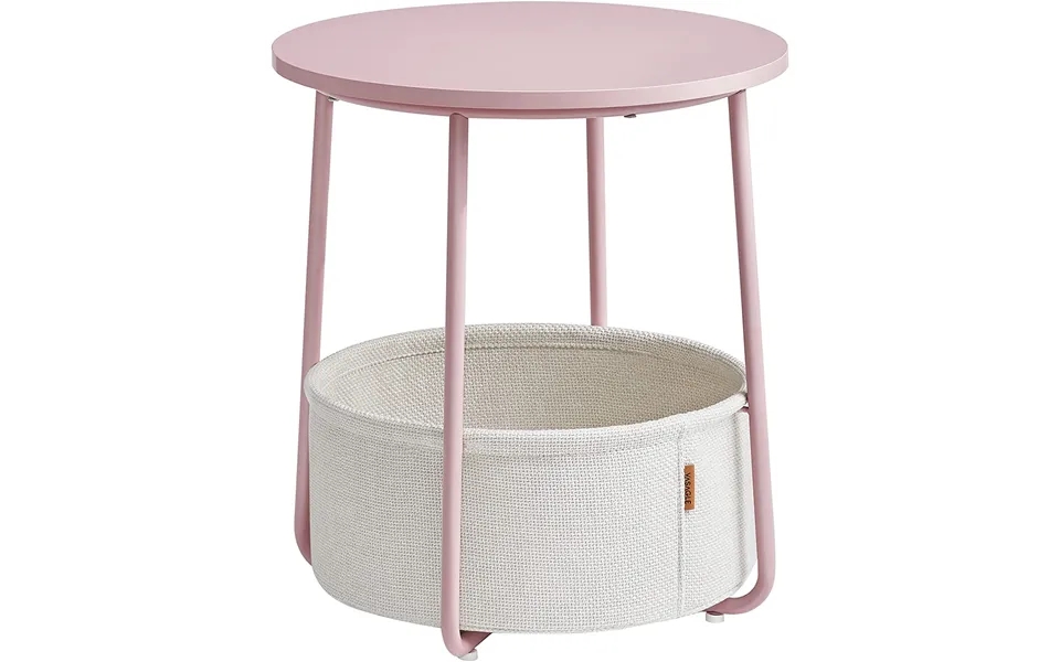 Around side table with fabric basket - light pink skyhvid