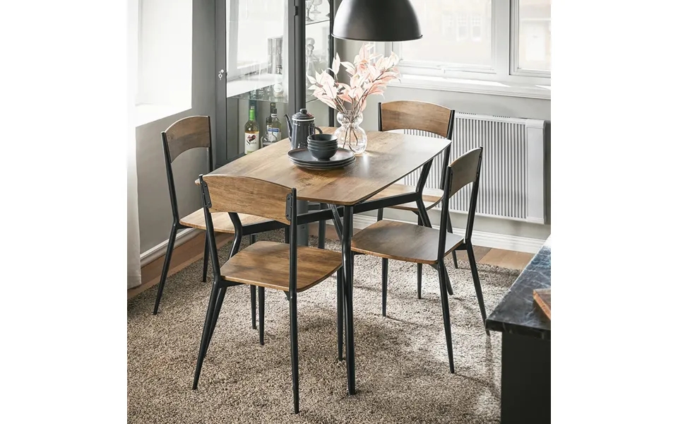 Spisebordssæt with table past, the laws 4 chairs in industrially look - brown