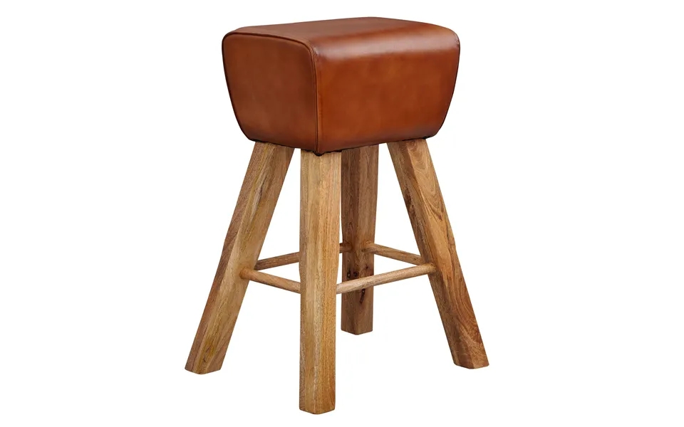 Sporty barstool stool in massively wood past, the laws genuine leather - handmade