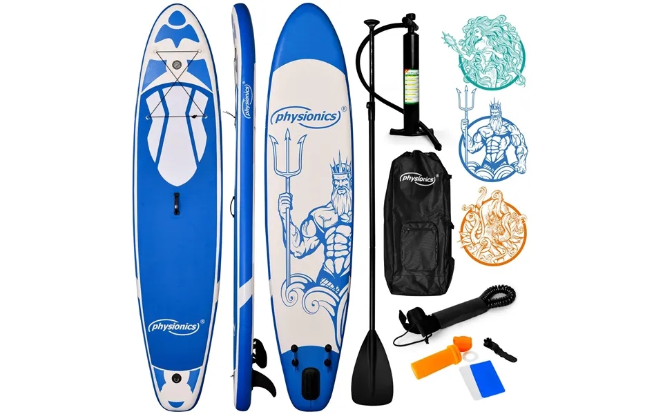 Able up paddle board - 305 x 76 x 12 cm, inflatable, adjustable paddle, hand pump with pressure gauge, blue