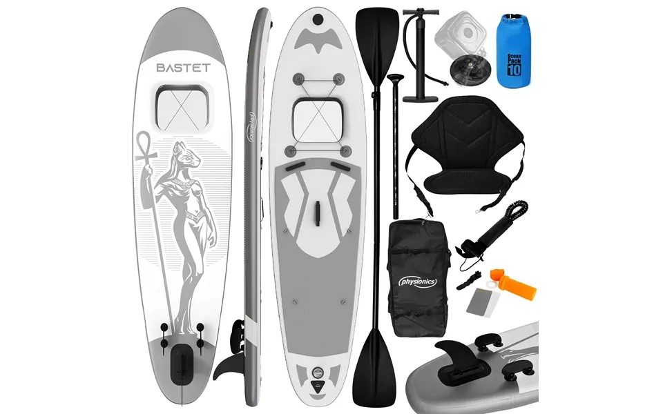 Sup boards - 305x76x12 cm, inflatable, with kayak seat, paddle, backpack, fin, repair, pump, camera holder, lightweight,