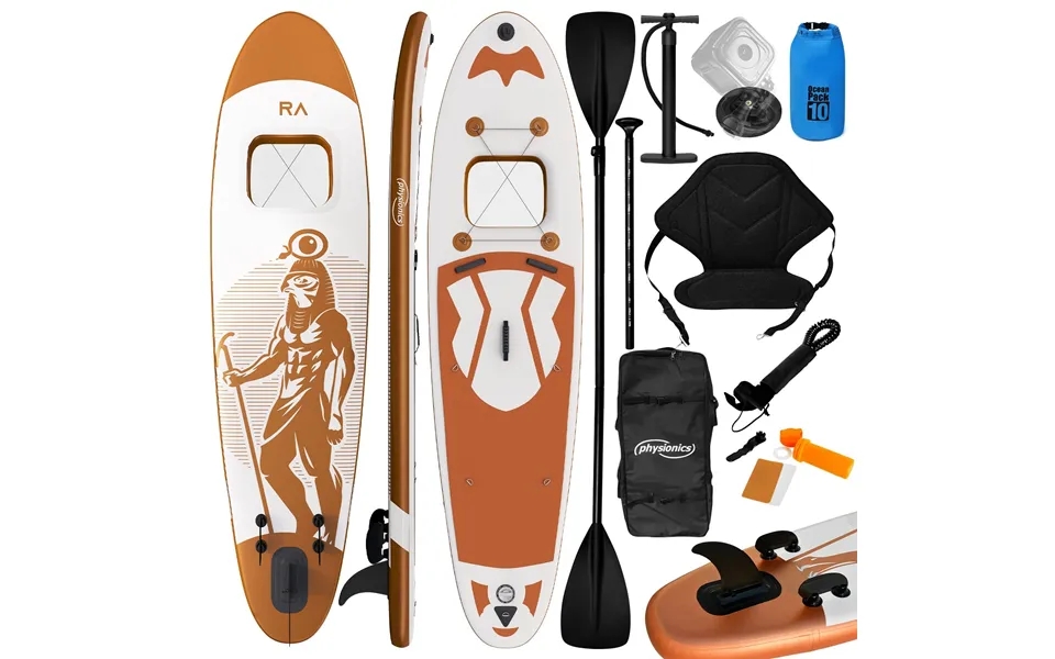 Sup boards - 366x80x15 cm, inflatable, with kayak seat, paddle, backpack, fin, repair, pump, camera holder, light, oran
