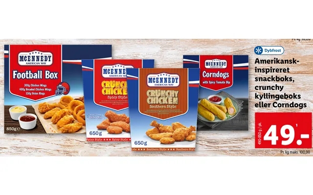 Amerikanskinspireret Snackboks, Crunchy Kyllingeboks Eller Corndogs product image