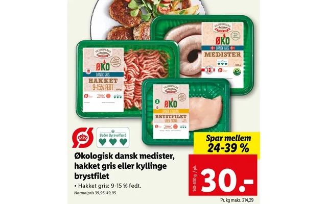 Økologisk Dansk Medister, Hakket Gris Eller Kyllinge Brystfilet product image