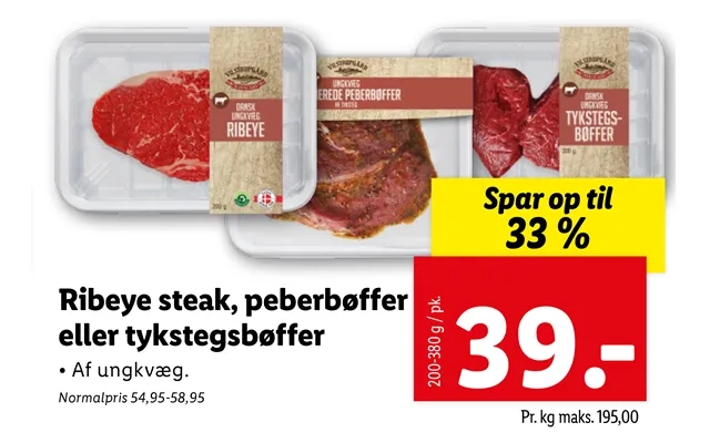 Ribeye Steak, Peberbøffer Eller Tykstegsbøffer product image