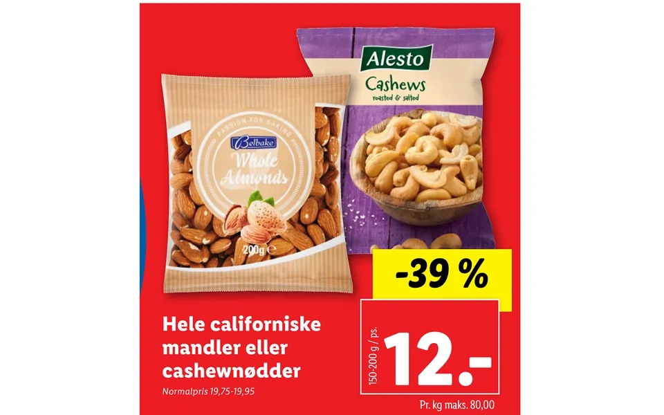 Hele Californiske Mandler Eller Cashewnødder