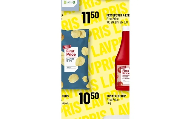 Fryseposer 4 Ltr First Price Saltede Chips First Price Tomatketchup First Price product image