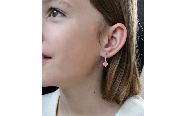 Heart hoops earrings - pink product image