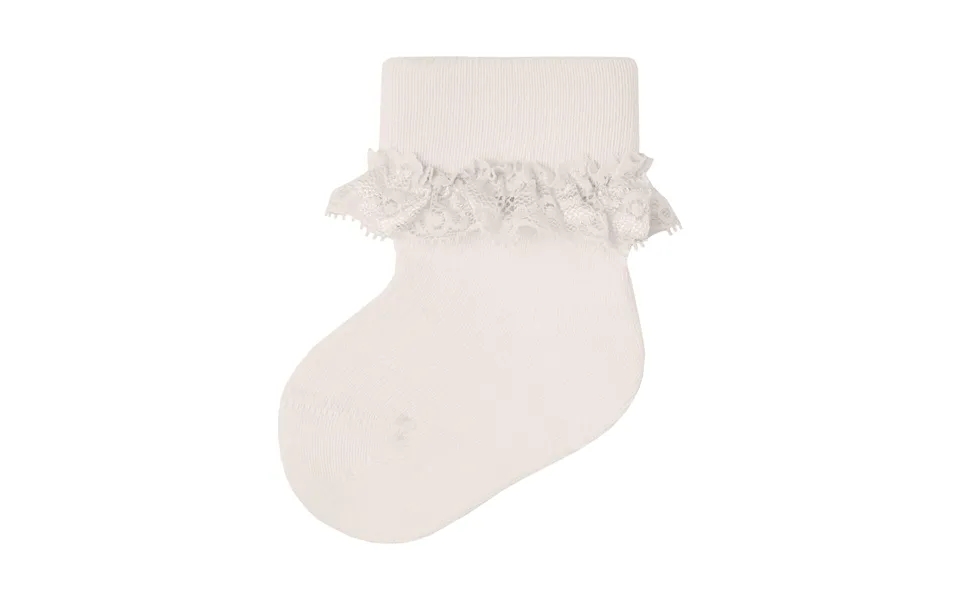 Name It Opagna Stocking With Lace Trim - Bright White