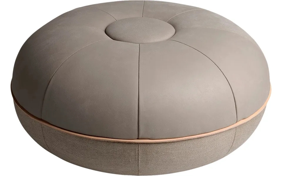 Poufs Ø50 Light Gray Buffed Leather