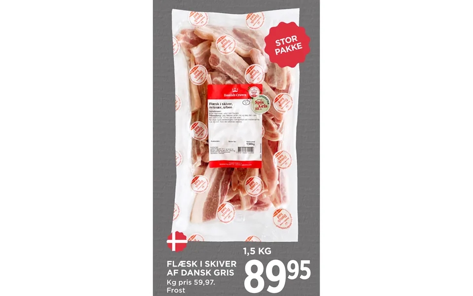 Bacon in slices of danish pig