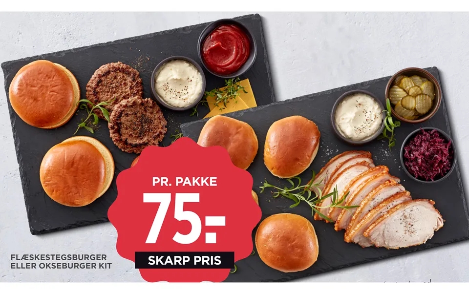 Roast pork burger or okseburger kit