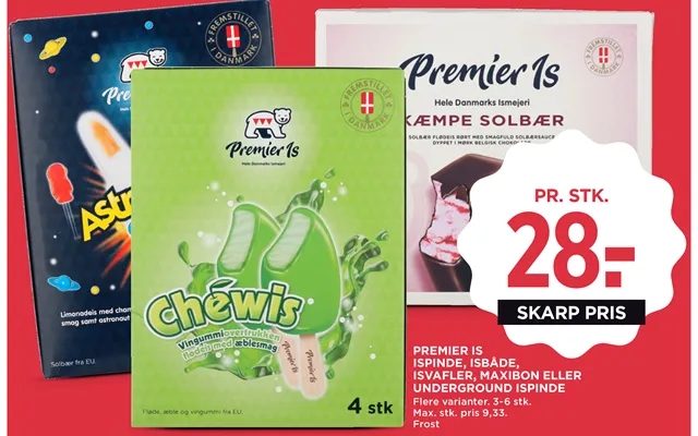 Premier ice popsicles, isbåde, ice cream cones, maxibon or underground popsicles product image
