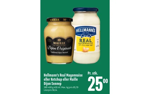 Hell mann’p real mayonnaise or ketchup or maille dijon mustard product image