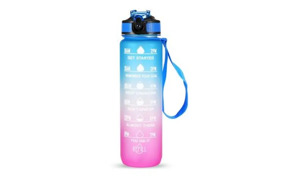 1L sportsvandflaske with timepiece watering can leakproof drikkekedel to office, school past, the laws camping bpa-free - blue purple
