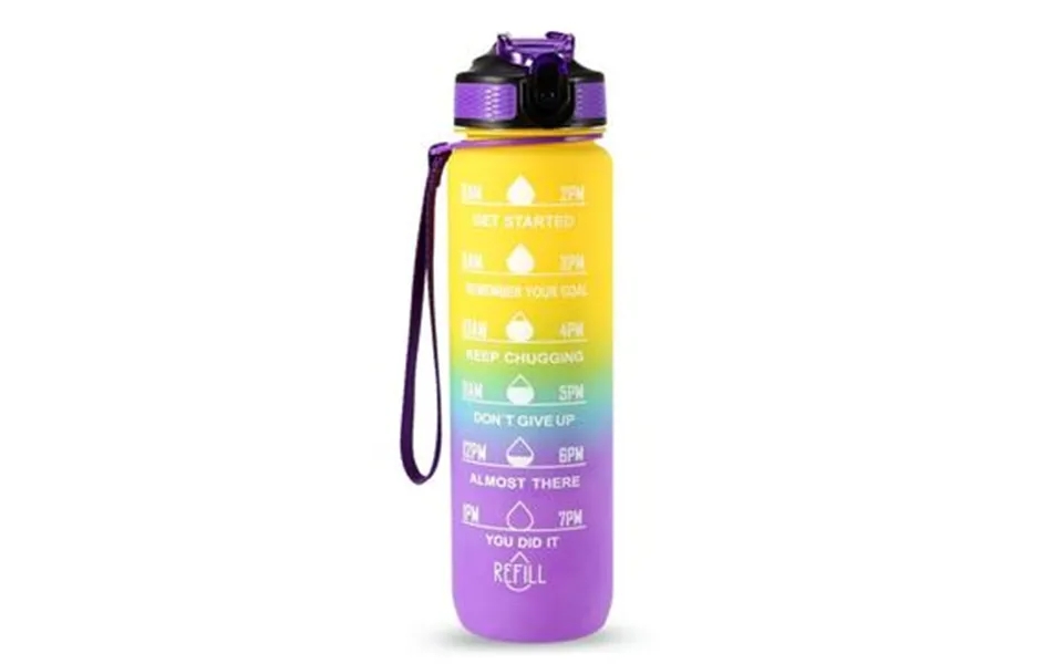 1L sportsvandflaske with tidsmarkør watering can leakproof drikkekedel to office, school past, the laws camping bpa-free - yellow purple